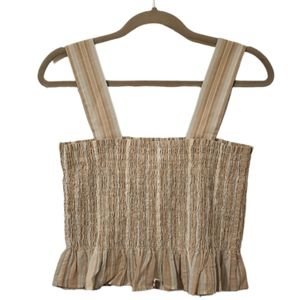 Multi-Coloured Uniqlo Women's Cotton Striped Shirring Sleeveless Blouse